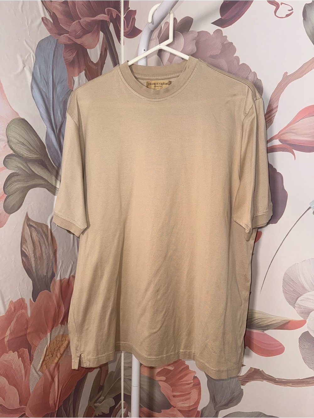 Tricots St. Raphael Beige Crewneck T-shirt 100% mercerized cotton - Medium